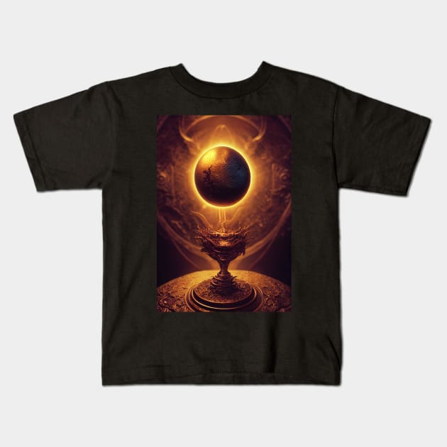 A Dragon Egg suspended above a Goblet Kids T-Shirt by natural-20s